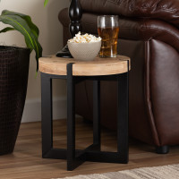 Baxton Studio JY17B4012-BrownBlack-ET Baxton Studio Horace Rustic and Industrial Natural Brown Finished Wood and Black Finished Metal End Table
